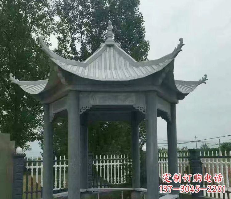 沈阳园林仿古石凉亭景观石雕 (2)