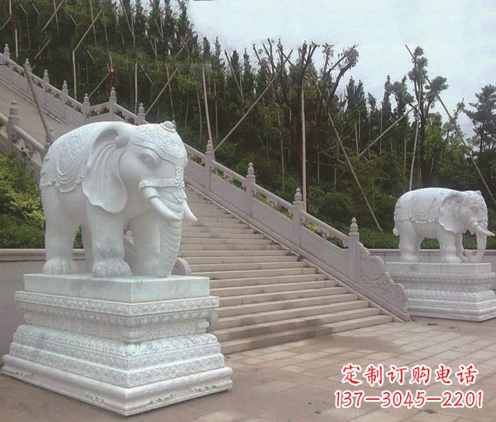 沈阳园林汉白玉大象景观石雕