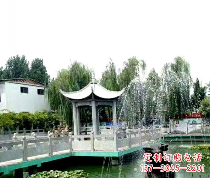 沈阳园林景观单层六角石雕凉亭