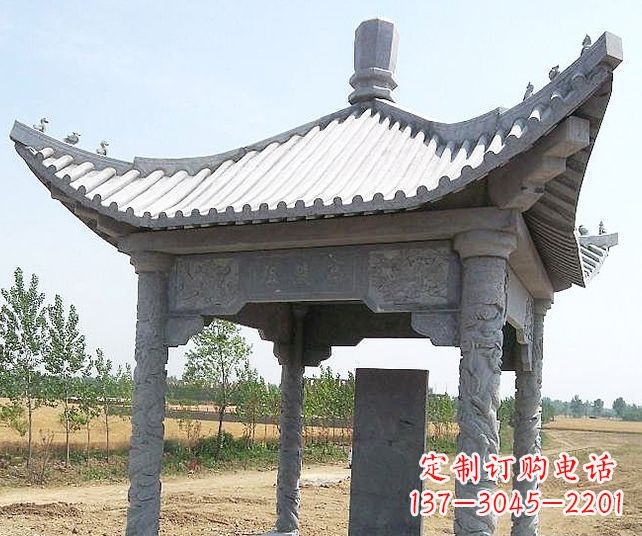 沈阳园林景观单层石雕凉亭 (4)