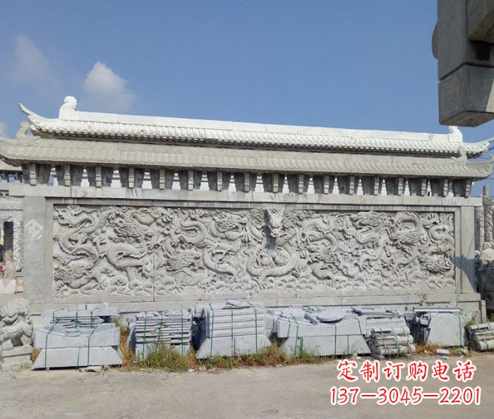 沈阳园林九龙壁石雕影壁 (3)