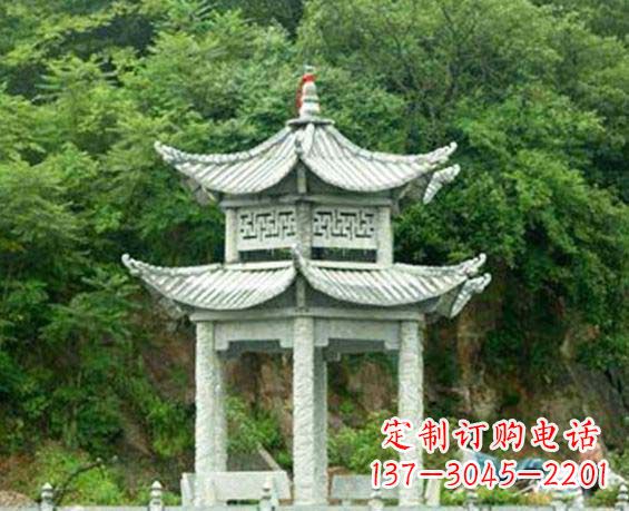 沈阳园林双层六角石凉亭景观石雕