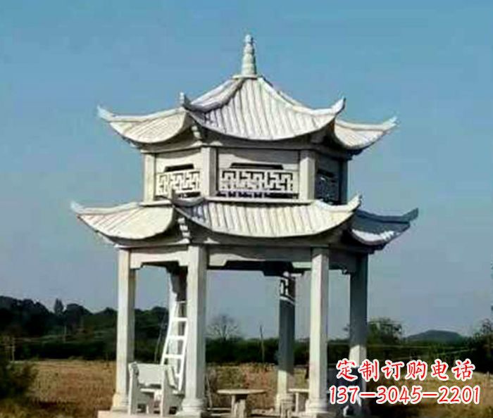 沈阳园林双层石雕凉亭 (2)
