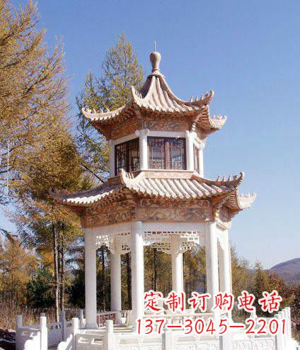 沈阳园林双层石凉亭景观石雕 (2)