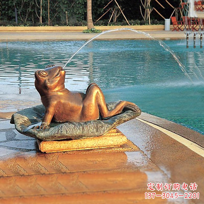 沈阳园林水景池塘游泳馆喷水青蛙铜雕塑