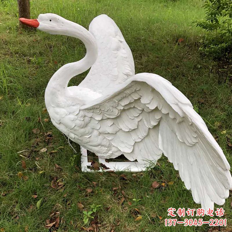 沈阳展翅飞翔白天鹅仿真发光动物雕塑