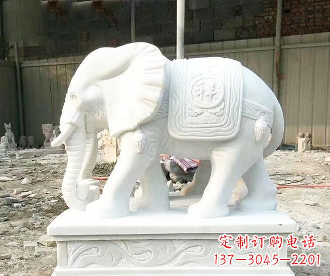沈阳招财动物汉白玉大象石雕 (3)