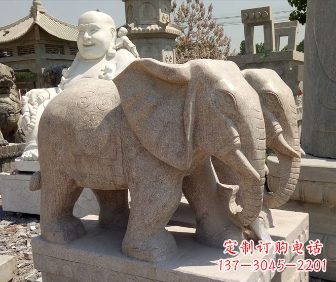 沈阳招财晚霞红大象石雕 (2)