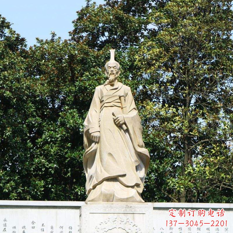 沈阳中国名人战国时期楚国诗人屈原砂岩石雕像