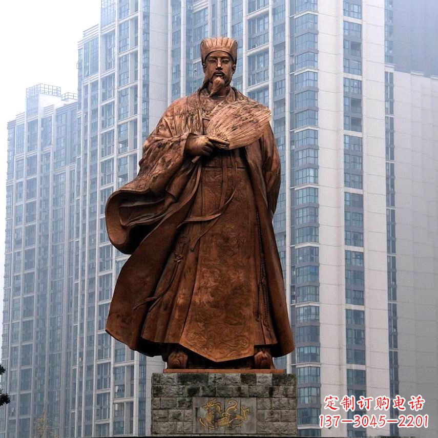 沈阳诸葛亮城市景观铜雕像-中国古代著名人物三国谋士卧龙先生雕塑