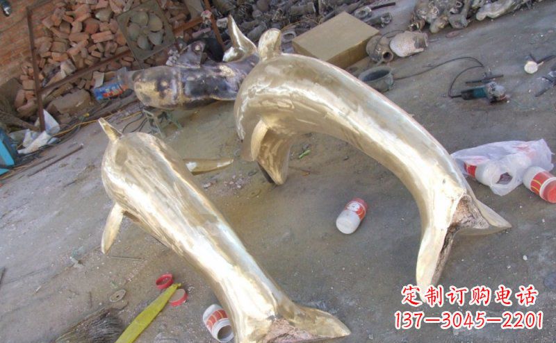 沈阳铸铜海豚公园动物铜雕