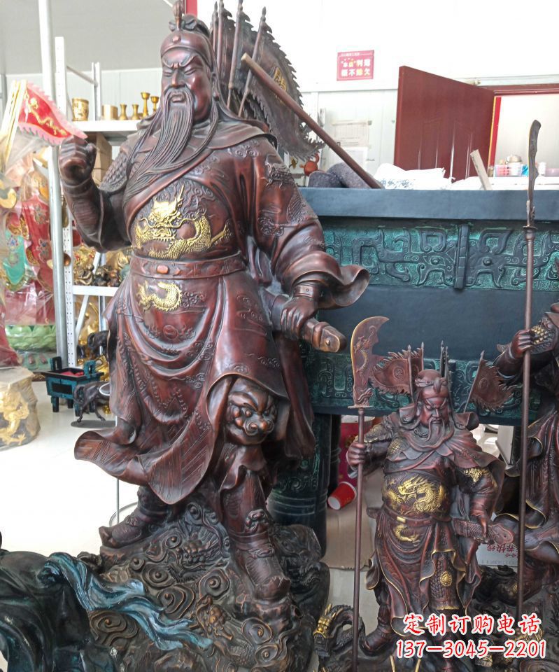 沈阳宗教庙宇关公武财神铜雕